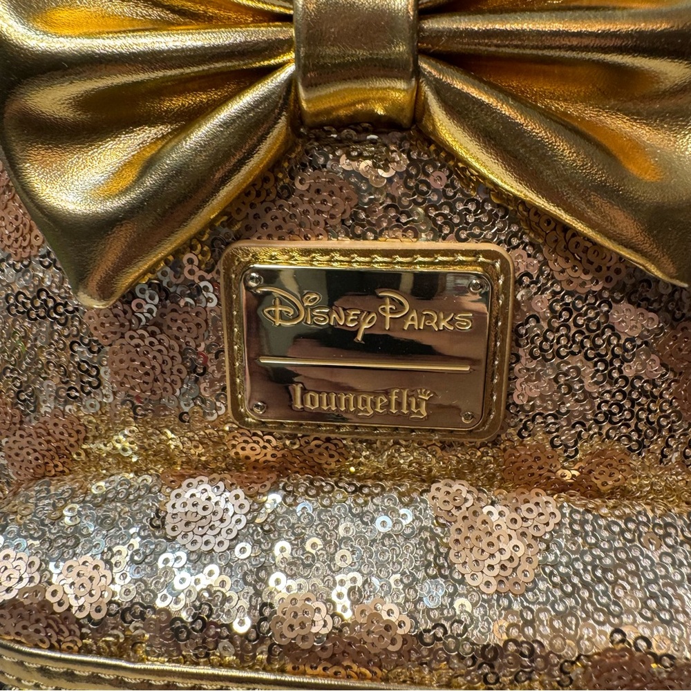NWT. Disney Loungefly Minnie Mouse Gold Sequin Mini Backpack. - Picture 3 of 13